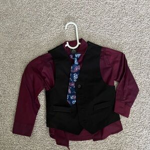 Toddler dress shirt with vest and tie